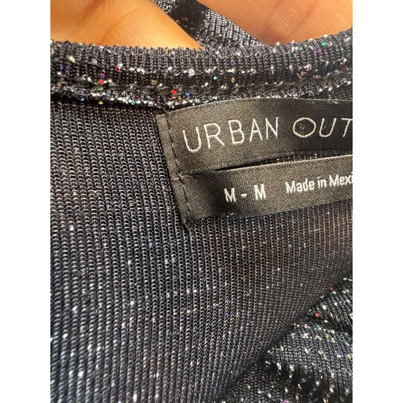 Urban Outfitters Womens Semi Sheer Sparkle Cami Tank Top Size m Black Glittery - Picture 4 of 10